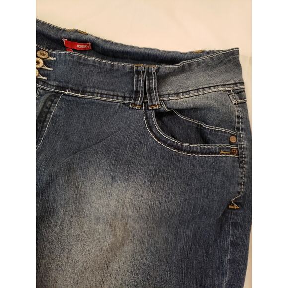 BONGO Plus Womens Medium Blue With White Thread Cuffed Hem Jean Shorts Plus 26W - Picture 3 of 8